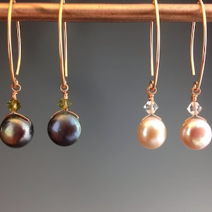 Pearl Earrings - Pink Pearl Jewelry - Rose Gold Earrings -  Black Pearl Earrings - Black Pearl Jewelry - Pearl Bites