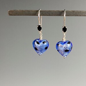 Murano Glass Earrings Venetian Glass Jewelry Heart Jewelry Heart Blue image 2