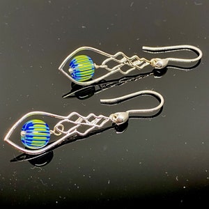 Venetian Glass Earrings - Vintage Venetian Beads - Venetian Jewelry - Rare Venetian Glass - Italian Glass Jewelry - Mid Mod