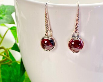 Garnet Earrings - Garnet Jewelry - January Birthstone - January Gift - Holiday Jewelry - Garnet Pea