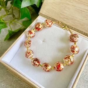 Murano Glass Bracelet - Venetian Glass Jewelry - Red and Gold - Mothers Day Gift - Italian Jewelry - Old World Red