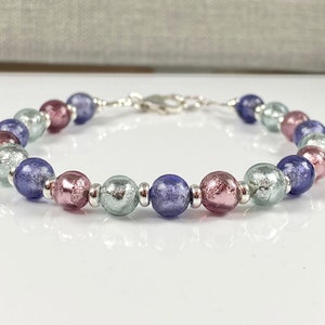 Venetian Glass Bracelet - Venetian Jewelry - Purple Jewelry - Italian Glass - Spring Venice Bracelet