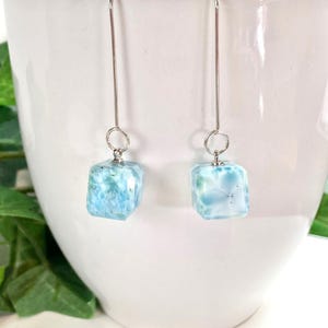 Larimar Earrings - Larimar Jewelry - Gemstone Jewelry - Larimar Cube Bild 2