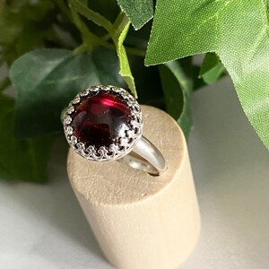 Red Garnet Ring - Solitare Gemstone Ring - Garnet Jewelry - January Birthstone - January Gift - Round Garnet