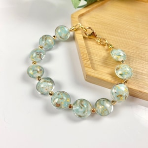 Venetian Glass Bracelet - Venetian Jewelry - Beaded Bracelet - Gift For Her - Mother&#39;s Day Gift - Italian Glass - Old World Aqua