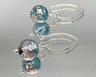 Murano Glass Earrings - Venetian Glass Jewelry - Gift For Her - Blue Jewelry - Italian Jewelry - Arctic Ice