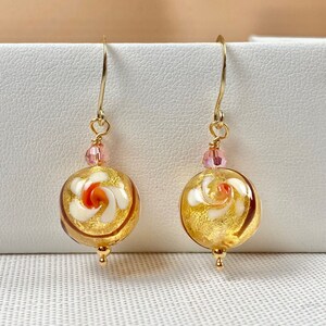 Venetian Glass Earrings - Venetian Glass Jewelry - Italian Glass - Gold Buds