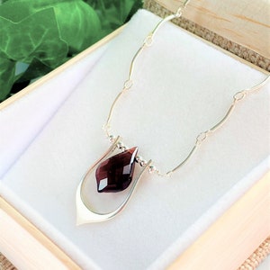Garnet Necklace - Garnet Jewelry - Garnet Pendant - January Birthstone - Holiday Gift - Garnet Lotus