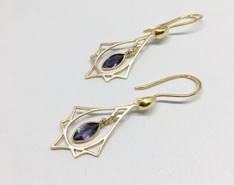 Art Deco Amethyst Earrings - February Birthstone Jewelry - Art Deco Jewelry - 1920's Jewelry - Gold & Purple - February Gift - Amethyst Tea