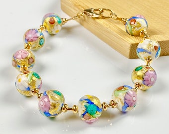 Murano Glass Bracelet - Venetian Jewelry - Italian Jewelry - Pastel Jewelry - Beaded Bracelet - Paris Spring
