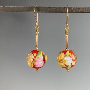 Venetian Glass Earrings - Venetian Glass Jewelry - Red Jewelry - Fleur