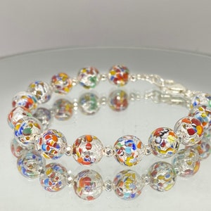 Venetian Glass Bracelet - Murano beads - Beaded Glass Bracelet - Jewelry Gift - Colorful Jewelry - Murano Luna