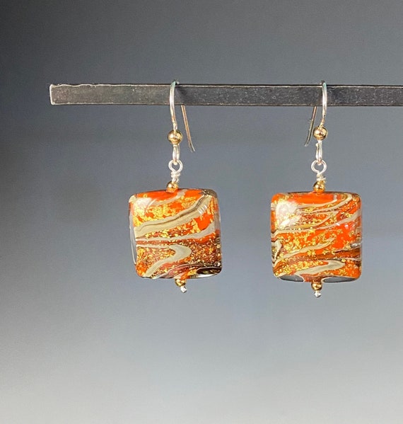 Square glass earrings discount