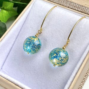 Venetian Glass Earrings - Murano Jewelry - Italian Glass Jewelry - Frosty Gold