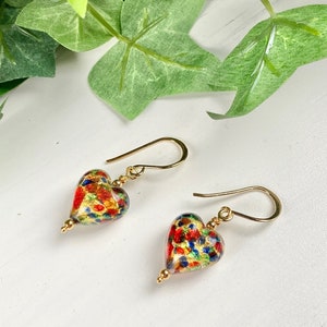 Murano Glass Earrings Murano Glass Hearts Colorful Jewelry Rainbow Hearts Pride Jewelry Italian Jewelry Gem Heart image 7