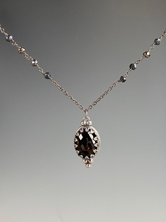 Black Spinel Pendant Necklace - Spinel Jewelry - Vintage Inspired - Heirloom Look Jewelry - Gift For Mom - Spinel Victorian