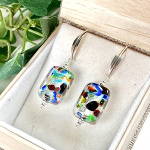Venetian Glass Earrings - Venetian Jewelry - Colorful Jewelry - Italian Glass - Monet