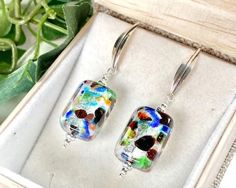 Venetian Glass Earrings - Venetian Jewelry - Colorful Jewelry - Italian Glass - Monet