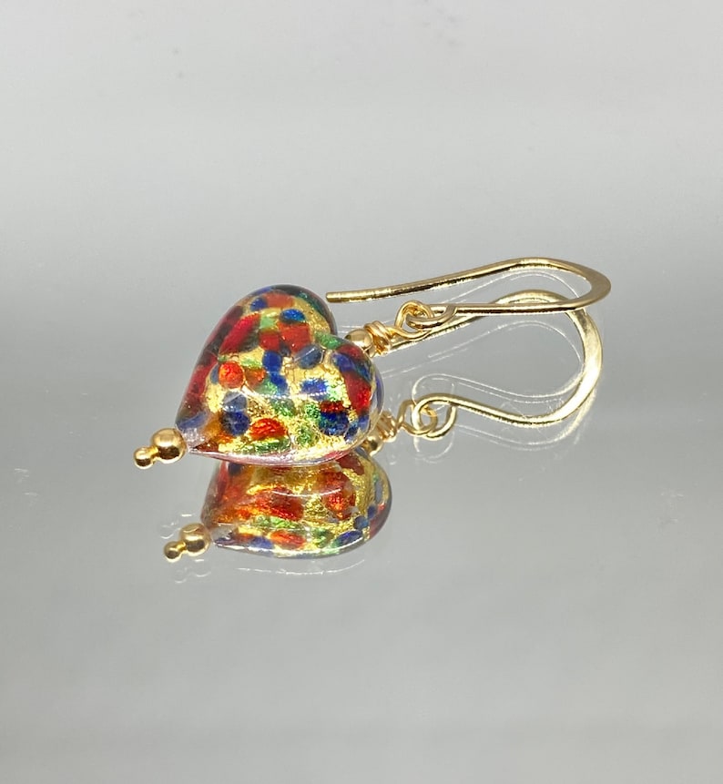 Murano Glass Earrings Murano Glass Hearts Colorful Jewelry Rainbow Hearts Pride Jewelry Italian Jewelry Gem Heart image 8