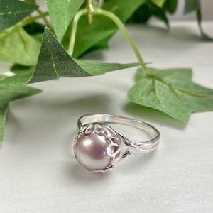 Pink Pearl Ring - Pearl Jewelry - Solitaire Pearl - Gift For Her - Pink Pearl