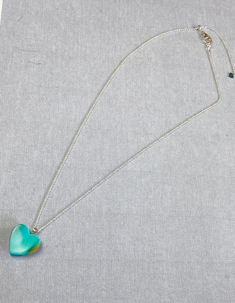 Blue Opal Heart Pendant Necklace Blue Opal Jewelry Valentines Day Jewelry Blue Opal Heart Indonesian Blue Opal
