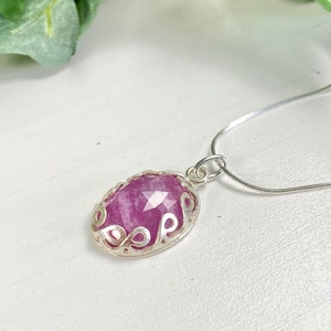 Pink Sapphire Pendant Necklace - Pink Sapphire Jewelry - Pink Gemstone Jewelry - Sapphire Rose