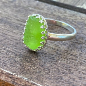 Green Sea Glass Ring - Sea Glass Jewelry - Beach Glass Jewelry - Green Jewelry - Statement Ring - Sea Green Oval