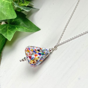 Venetian Glass Pendant Necklace - Vintage Venetian Glass - Colorful Necklace - Murano Bell