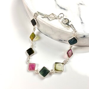 Tourmaline Bracelet - Tourmaline Jewelry - Gemstone Chain Bracelet - Tourmaline Garden