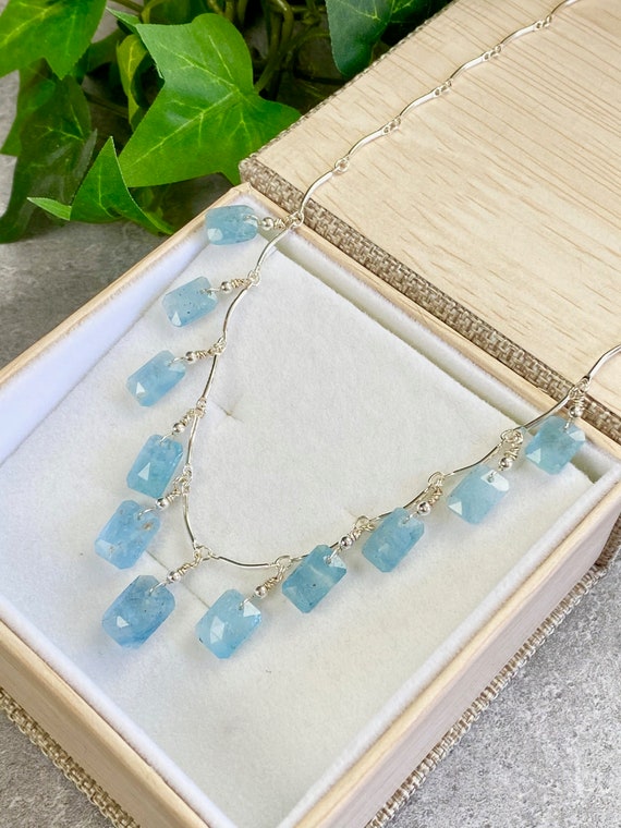 Aquamarine Necklace Aquamarine Jewelry March Birthstone Bridal