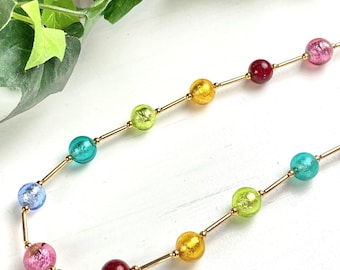 Venetian Glass Necklace - Venetian Glass Jewelry - Colorful Jewelry - Long Necklace - Murano Blooms