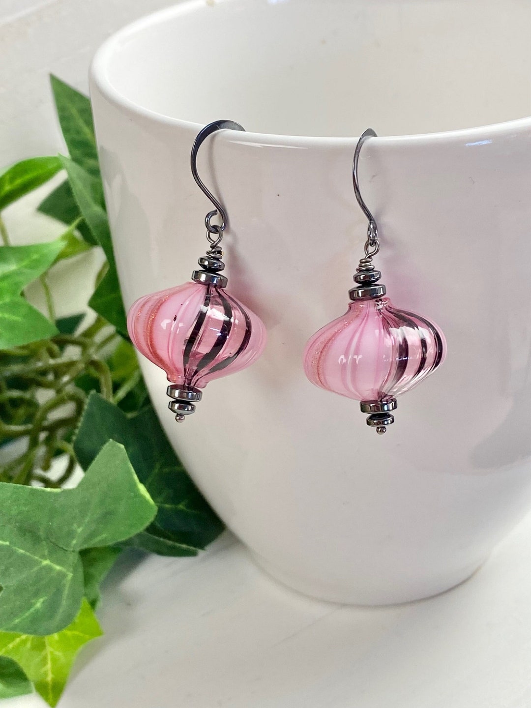 Murano Glass Earrings Blown Glass Jewelry Pink Earrings Etsy