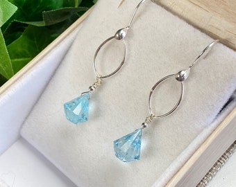 Sky Blue Topaz Earrings - Topaz Jewelry - November Birthstone - Birthstone Jewelry - Baby Blue Earrings - Cool Blue