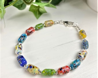 Murano Glass Bracelet - Venetian Glass Jewelry - Beaded Bracelet - Vintage Bead Bracelet - Italian Jewelry - Murano Memory