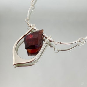 Garnet Necklace - Garnet Jewelry - Garnet Pendant - January Birthstone - Holiday Gift - Garnet Lotus