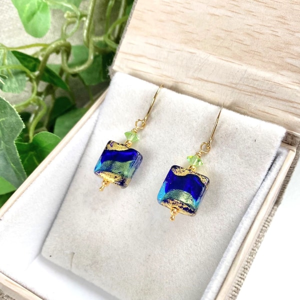 Murano Glass Earrings - Venetian Glass Jewelry - Italian Jewelry - Blue and Green Jewelry - Carnivale