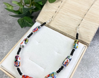 Venetian Glass Necklace - Venetian Jewelry - Colorful Necklace - Beaded Necklace -  Italian Glass - Vintage Murano Beads - Beaded Murano