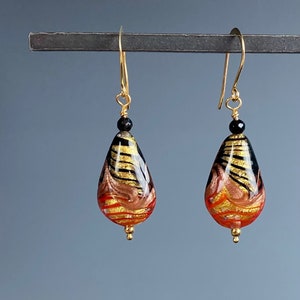 Venetian Glass Earrings - Venetian Glass Jewelry - Italian Glass - Seasonal Jewelry - Autumn Jewelry - Web