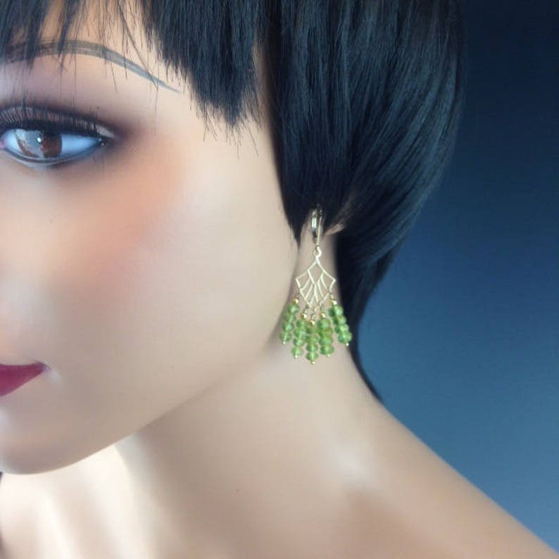Peridot Feathers August Birthstone Jewelry Gold Gemstone Jewelry Peridot Jewelry Green Chandelier Earrings Peridot Earrings
