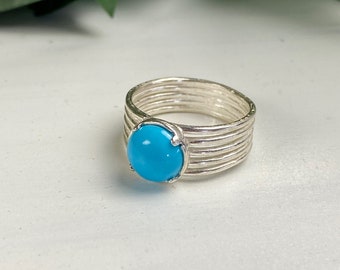 Sleeping Beauty Turquoise Ring - Turquoise Jewelry - Sterling Silver Band Ring - Blue Gemstone Ring - Beauty Band