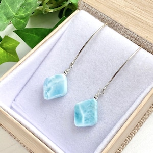 Larimar Earrings - Larimar Jewelry - Raw Larimar Jewelry - Raw Gemstone Jewelry - Larimar Dip