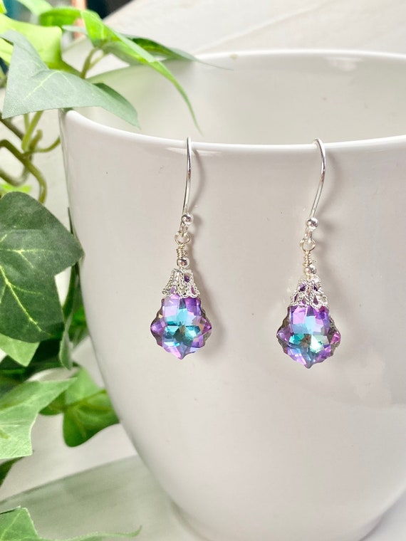 Crystal Earrings Crystal Jewelry Bridesmaids Jewelry Aurora Borealis Earrings Crystal Earrings Bridal Earrings Icy Etsy Australia