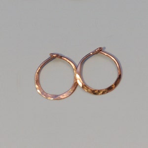 Tiny 8mm 14k Gold Hoops, Small Solid Gold Hoops, 14k Rose Gold, 14k White Gold or Yellow Gold Earrings, Cartilage Hoops Minimalist Earings image 2