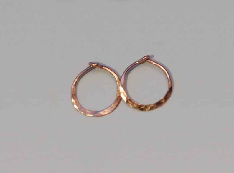 Tiny 8mm 14k Gold Hoops, Small Solid Gold Hoops, 14k Rose Gold, 14k White Gold or Yellow Gold Earrings, Cartilage Hoops Minimalist Earings image 2