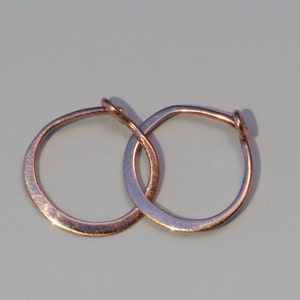 May include: A pair of small, simple, gold hoop earrings. The hoops are smooth and have a slightly hammered texture.