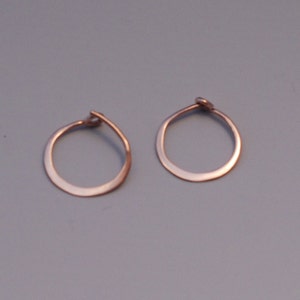 May include: A pair of small, simple, gold hoop earrings.