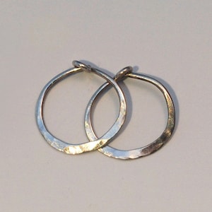 Small White Gold Hoops, 14k Solid Gold 1/2 inch, 13mm