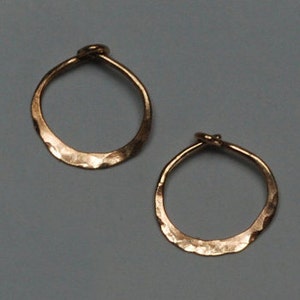 16mm 5/8" Solid 14k Gold Hoops  with Hammered or Smooth Texture, Solid Real Gold Hoop Earings, Yellow Gold or  Rose Gold