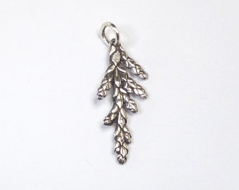 Cedar Charm or Pendant, Sterling Silver Cedar Jewelry, Outdoor Gift, Botanical Charm Only for Bracelet