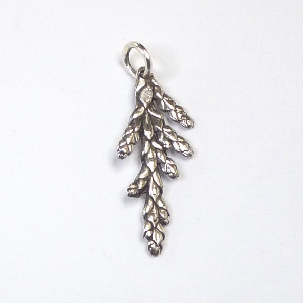 Cedar Charm or Pendant, Sterling Silver Cedar Jewelry, Outdoor Gift, Botanical Charm Only for Bracelet